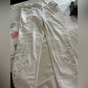 Chicos size 10 white beaded denim jeans!